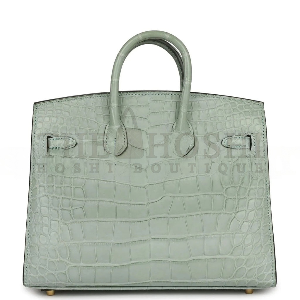 H**me5 MASTER BIRKIN 20 CROCODILE LEATHER MINT GREEN GOLD BUCKLE H041350CK01 (20*15.5*11cm) Master Quality